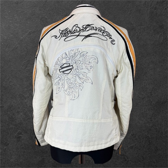 Harley Davidson Motorcycle Jacket Cream with Liner Biker Women's size Small - Picture 5 of 12
